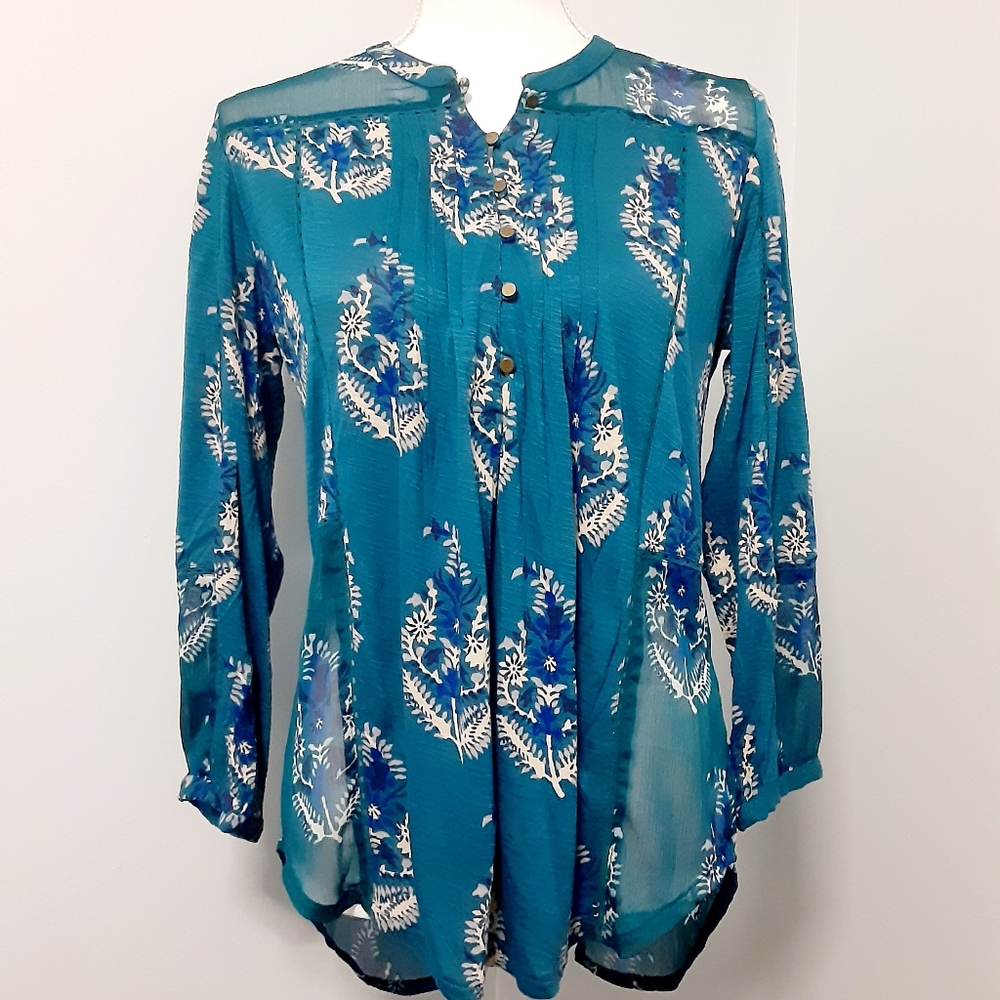 Lucky Brand Paisley Top Teal Extra Small